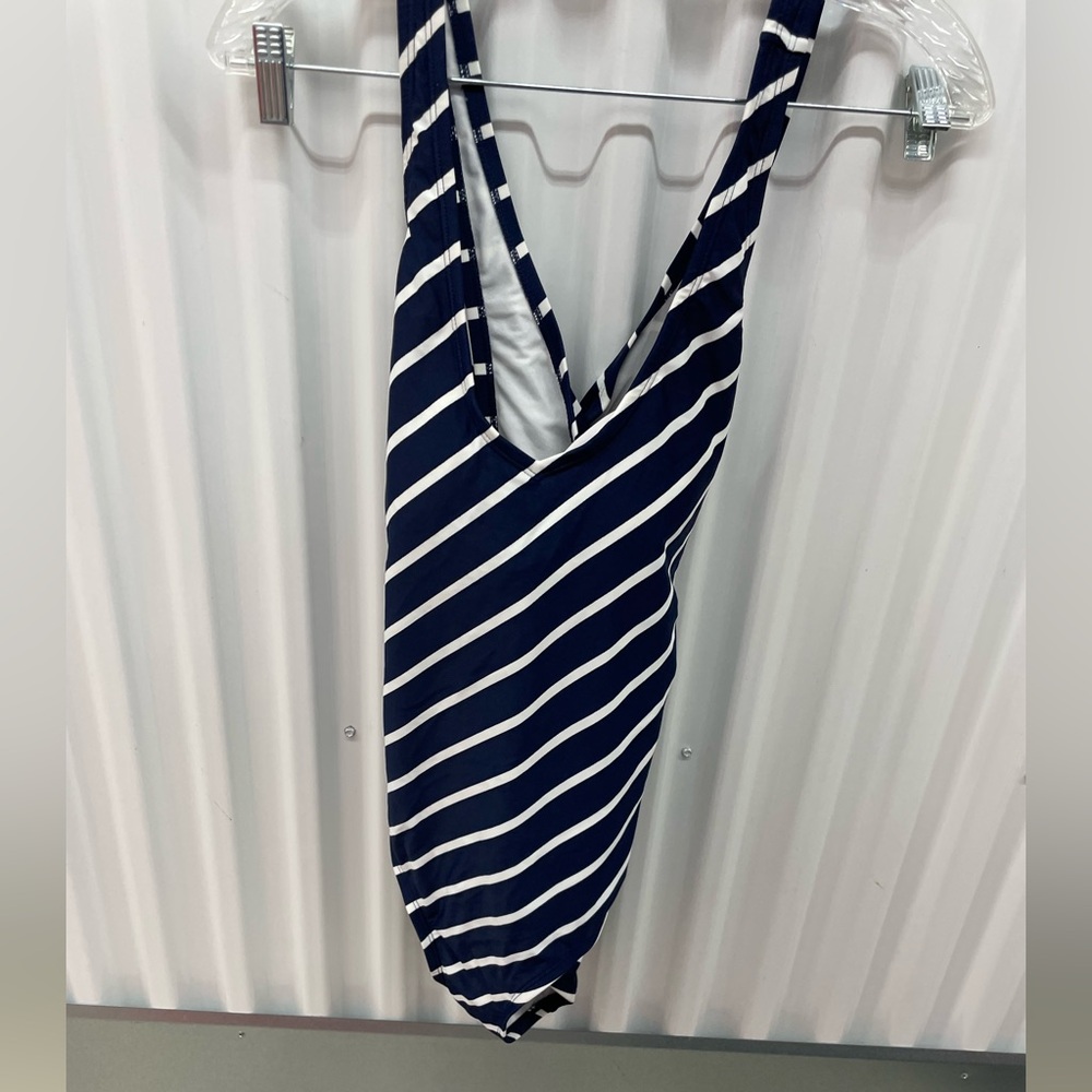 Kona Sol Blue Striped Swimsuit Size Large